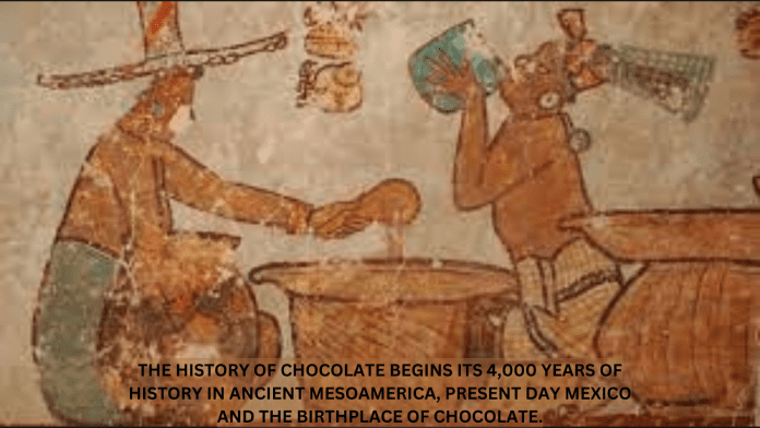 old painting of chocolate making process
