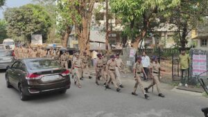 लोकसभा निवडणुकीच्या पार्श्वभूमीवर माणगांव पोलिसाचा रूटमार्च .....