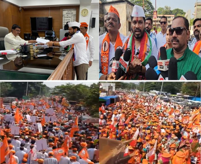 महाविकास आघाडीचे उमेदवार नितीन सावंत यांचा नामनिर्देशन अर्ज दाखल व शक्ती प्रदर्शन